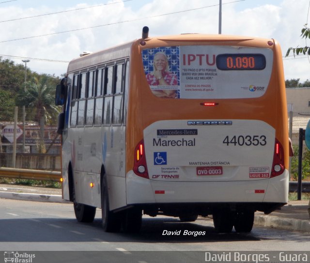 Auto Viação Marechal Brasília 440353 na cidade de Guará, Distrito Federal, Brasil, por David Borges. ID da foto: 2728923.