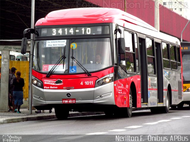 Himalaia Transportes > Ambiental Transportes Urbanos 4 1011 na cidade de São Paulo, São Paulo, Brasil, por Nerilton F.  ônibus. Número da foto: #2728334.
