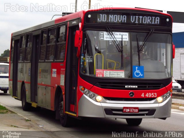 Express Transportes Urbanos Ltda 4 4953 na cidade de São Paulo, São Paulo, Brasil, por Nerilton F.  ônibus. Número da foto: #2728337.