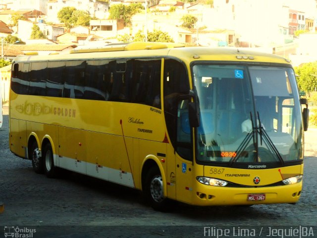 Viação Itapemirim 5867 na cidade de Jequié, Bahia, Brasil, por Filipe Lima. ID da foto: 2735268.