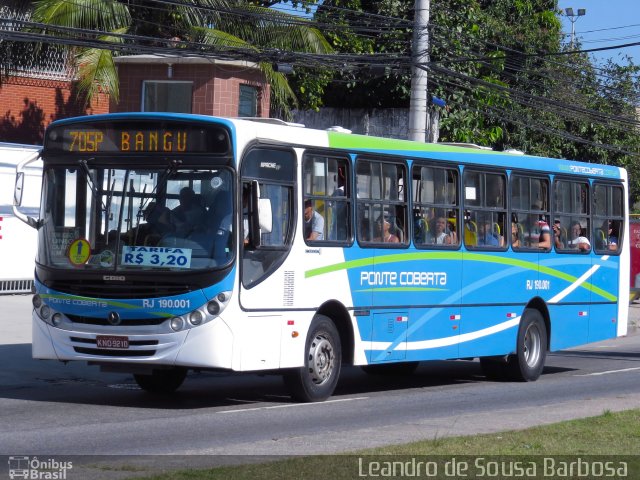 Viação Ponte Coberta RJ 190.001 na cidade de Rio de Janeiro, Rio de Janeiro, Brasil, por Leandro de Sousa Barbosa. ID da foto: 2688551.