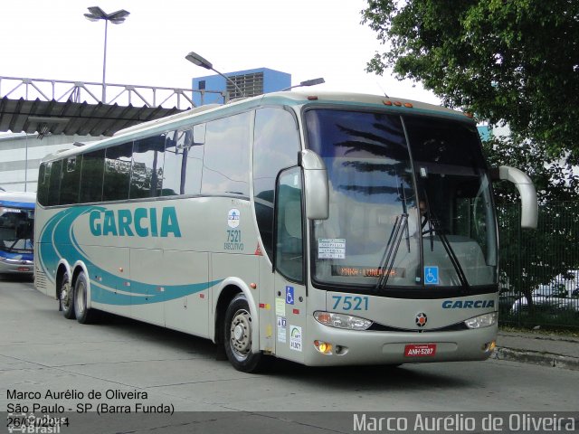 Viação Garcia 7521 na cidade de São Paulo, São Paulo, Brasil, por Marco Aurélio de Oliveira. Número da foto: #2692761.