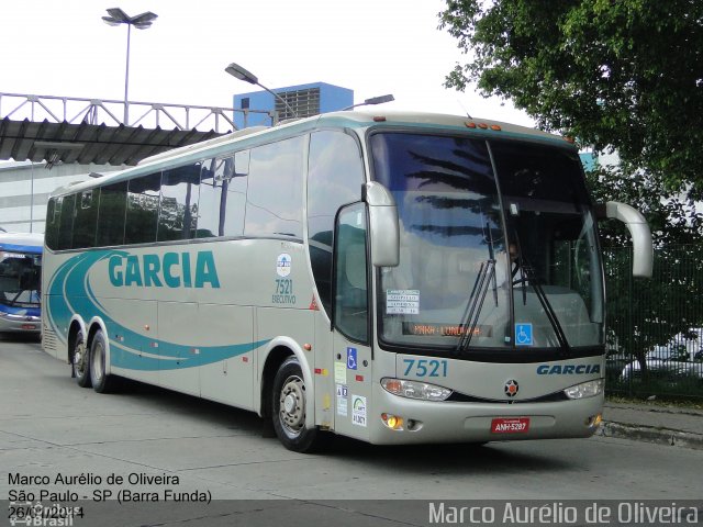 Viação Garcia 7521 na cidade de São Paulo, São Paulo, Brasil, por Marco Aurélio de Oliveira. ID da foto: 2692761.