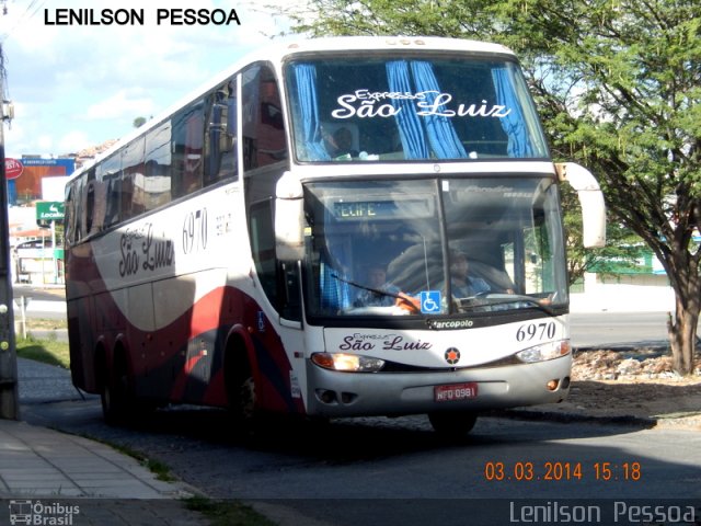 Expresso São Luiz 6970 na cidade de Caruaru, Pernambuco, Brasil, por Lenilson da Silva Pessoa. ID da foto: 2747153.