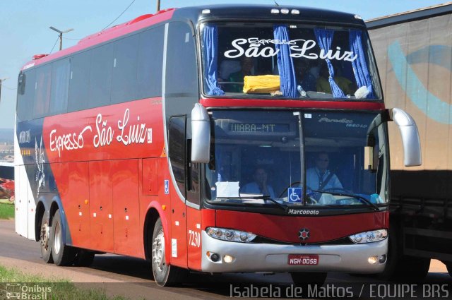 Expresso São Luiz 7230 na cidade de Rondonópolis, Mato Grosso, Brasil, por Isabela de Mattos. ID da foto: 2790595.