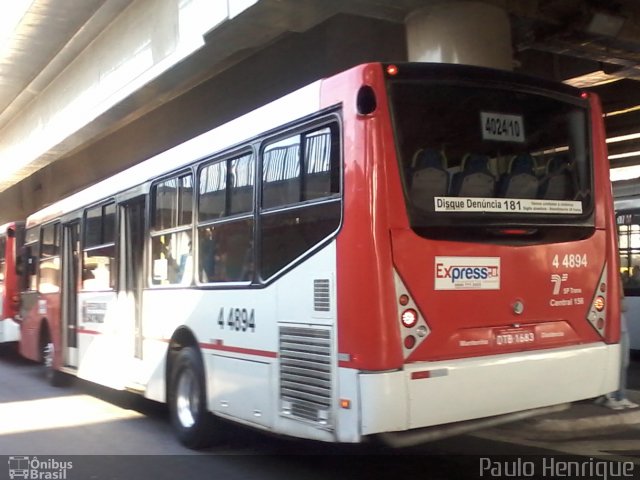Express Transportes Urbanos Ltda 4 4894 na cidade de São Paulo, São Paulo, Brasil, por Paulo Henrique. Número da foto: #2792689.