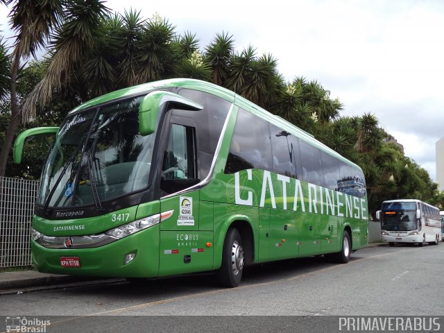 Auto Viação Catarinense 3417 na cidade de Curitiba, Paraná, Brasil, por Alexandre Rodrigo. ID da foto: 2801263.