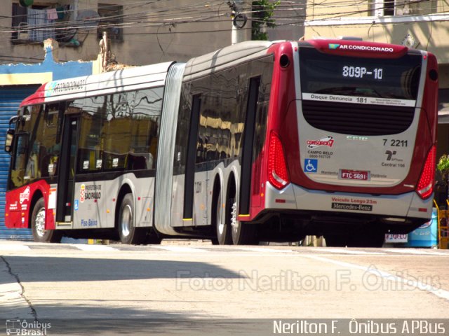 Viação Campo Belo 7 2211 na cidade de São Paulo, São Paulo, Brasil, por Nerilton F.  ônibus. ID da foto: 2800660.