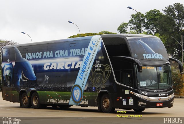 Viação Garcia 7008 na cidade de Maringá, Paraná, Brasil, por Paulo Henrique. ID da foto: 2803714.