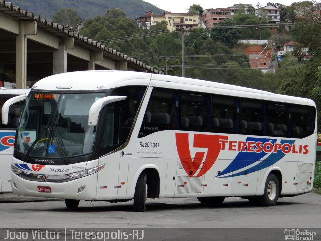 Viação Teresópolis RJ 203.047 na cidade de Teresópolis, Rio de Janeiro, Brasil, por João Victor. ID da foto: 2751889.